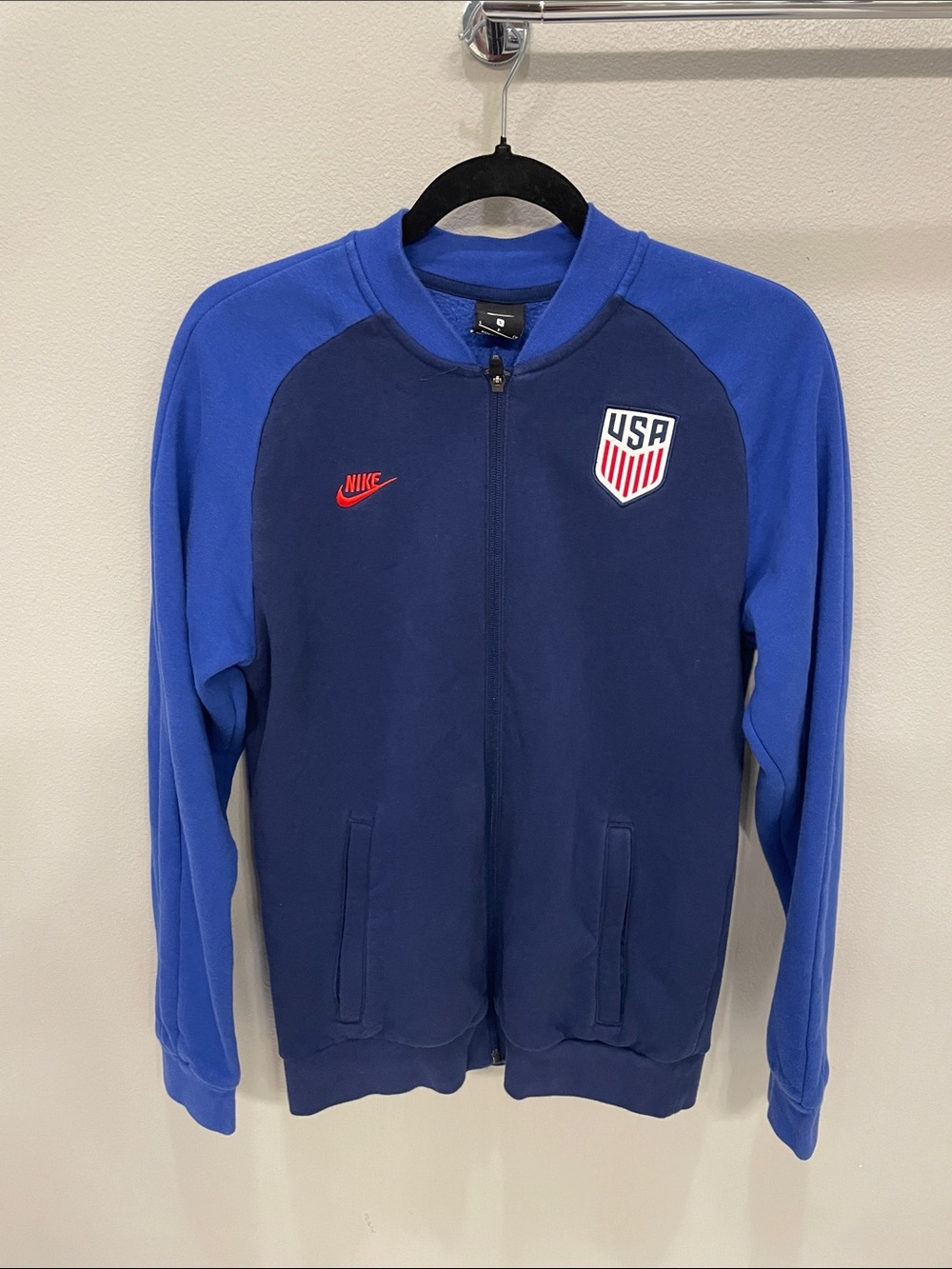 Nike Men's Team USA Soccer Navy and Royal Blue Zip-Up Track Jacket size small